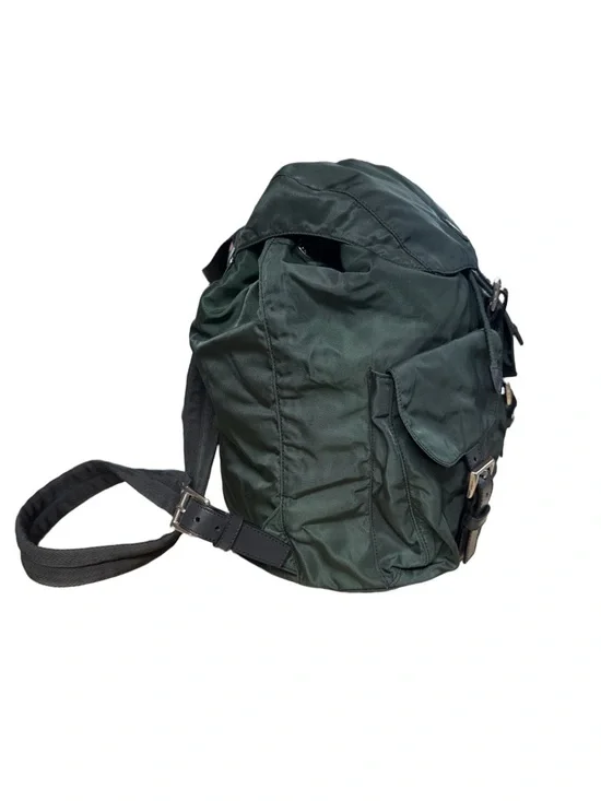 PRADA Vela Double Front Pockets Nylon Backpack Green COA & Dust Bag Medium - Picture 9 of 16
